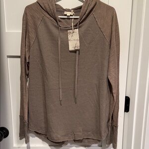 Brown Hooded Long Sleeve Top